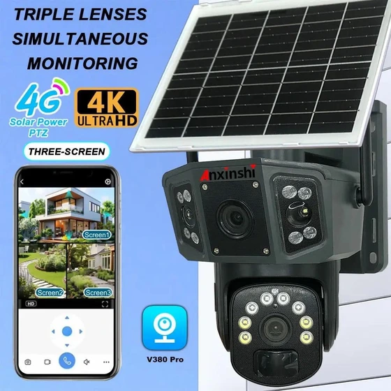 دوربین امنیتی خورشیدی V380 Pro ۴K چرخشی ۸ مگاپیکسل