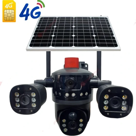 دوربین چرخشی بی سیم خورشیدی V380 مدل T36 سه لنز ۱۲ مگاپیکسل